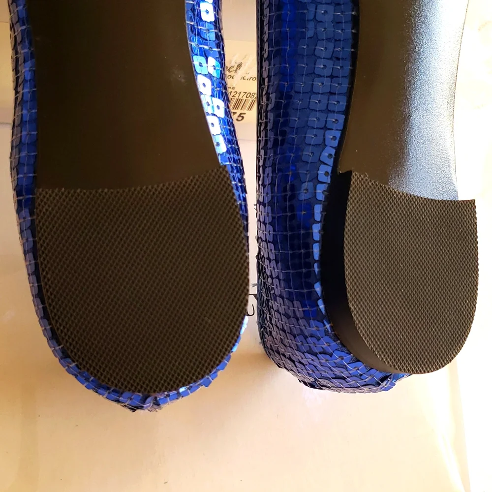 Style & Co New Flats Sequined Shoes BLUE NIB Women's 5.5 - Picture 12 of 15